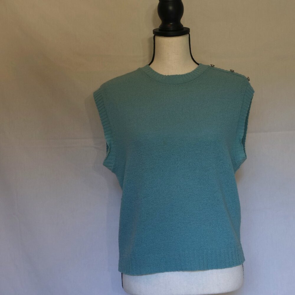 Pendleton sweater vest mint green medium virgin wool decorative buttons